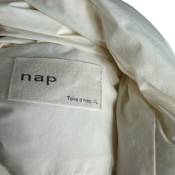 NAP LOUNGEWEAR Short Puffer Coat White Down Jacket Women's Size Large Oversize - Picture 8 of 10